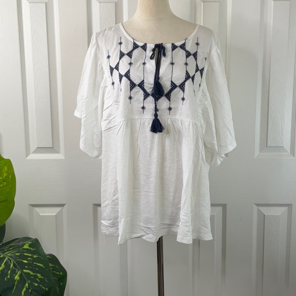 Knox Rose Women’s Long Sleeve Tassel Front Tunic Blouse Size 2X - Picture 1 of 12